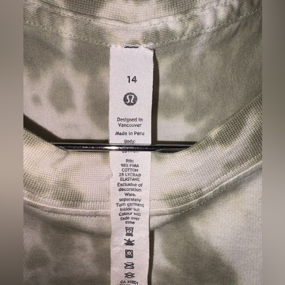 Lululemon Marmoleado Sleeveless Green/white Tie Dye Align Tank size 14 - Picture 2 of 5